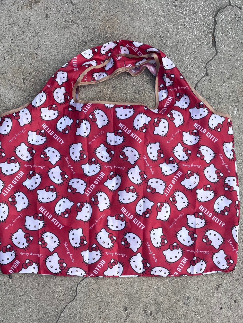 HUGE Reusable shopping bag folds small Hello Kitty eco recycled grocery baggu